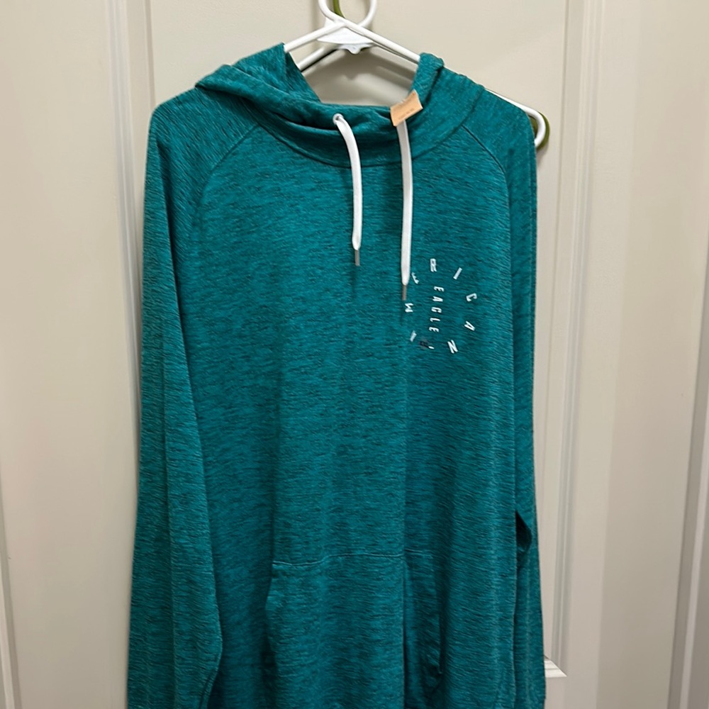 American Eagle Outfitters Green and White Long Sleeve Tee